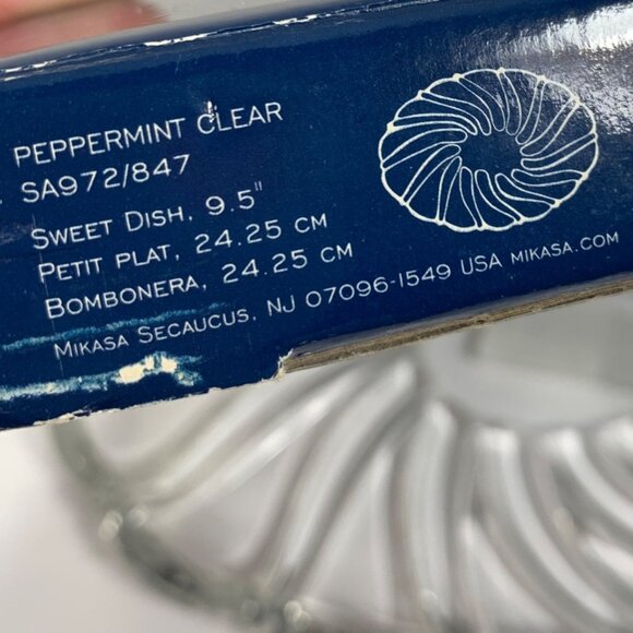 MIKASA Peppermint Clear Glass Sweet Candy Dish 9.5" Oval Germany Made 12336/0 - Picture 2 of 6